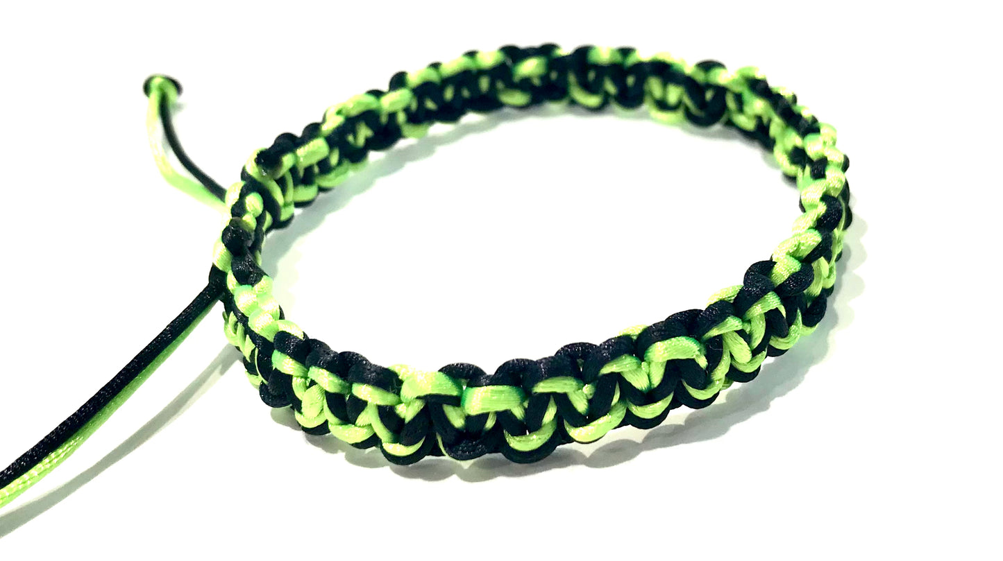 Pánsky náramok pletený šnúrkový dvojfarebný čierny neónový zelený hrubý-Bracelets-DIARAfashion-DIARA.sk