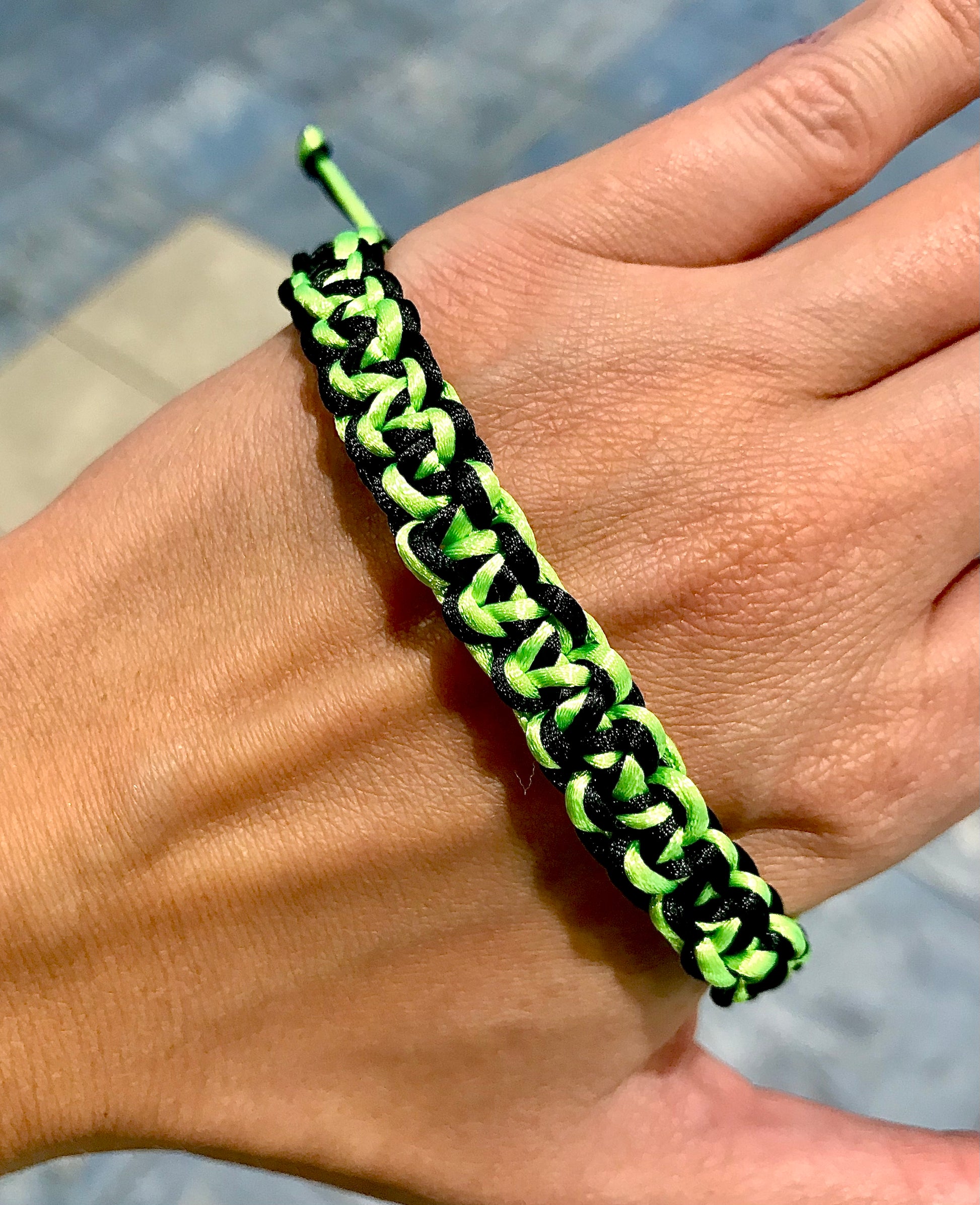 Pánsky náramok pletený šnúrkový dvojfarebný čierny neónový zelený hrubý-Bracelets-DIARAfashion-DIARA.sk