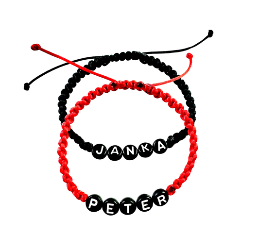 Pletené náramky pre páry s menom 2 ks červeno-čierne a mix farieb-Bracelets-DIARAfashion-Červeno-čierne-DIARA.sk