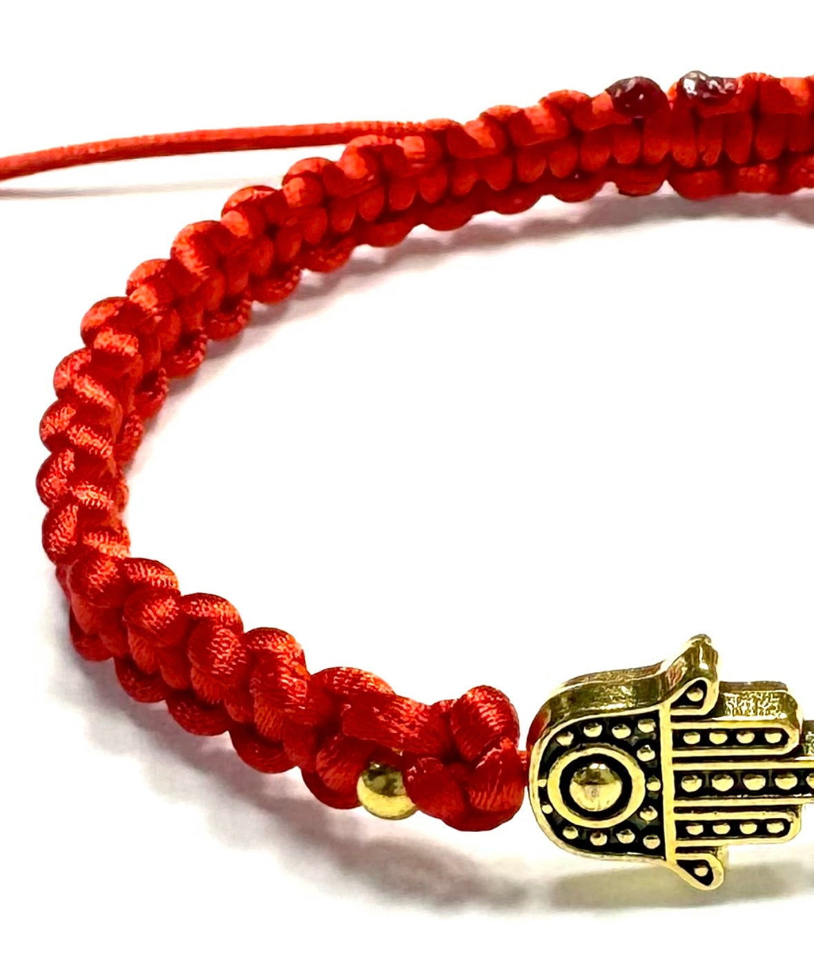 Pletený dámsky červený náramok ruka Fatimy - hamsa zlatá-Bracelets-DIARA.sk-DIARA.sk