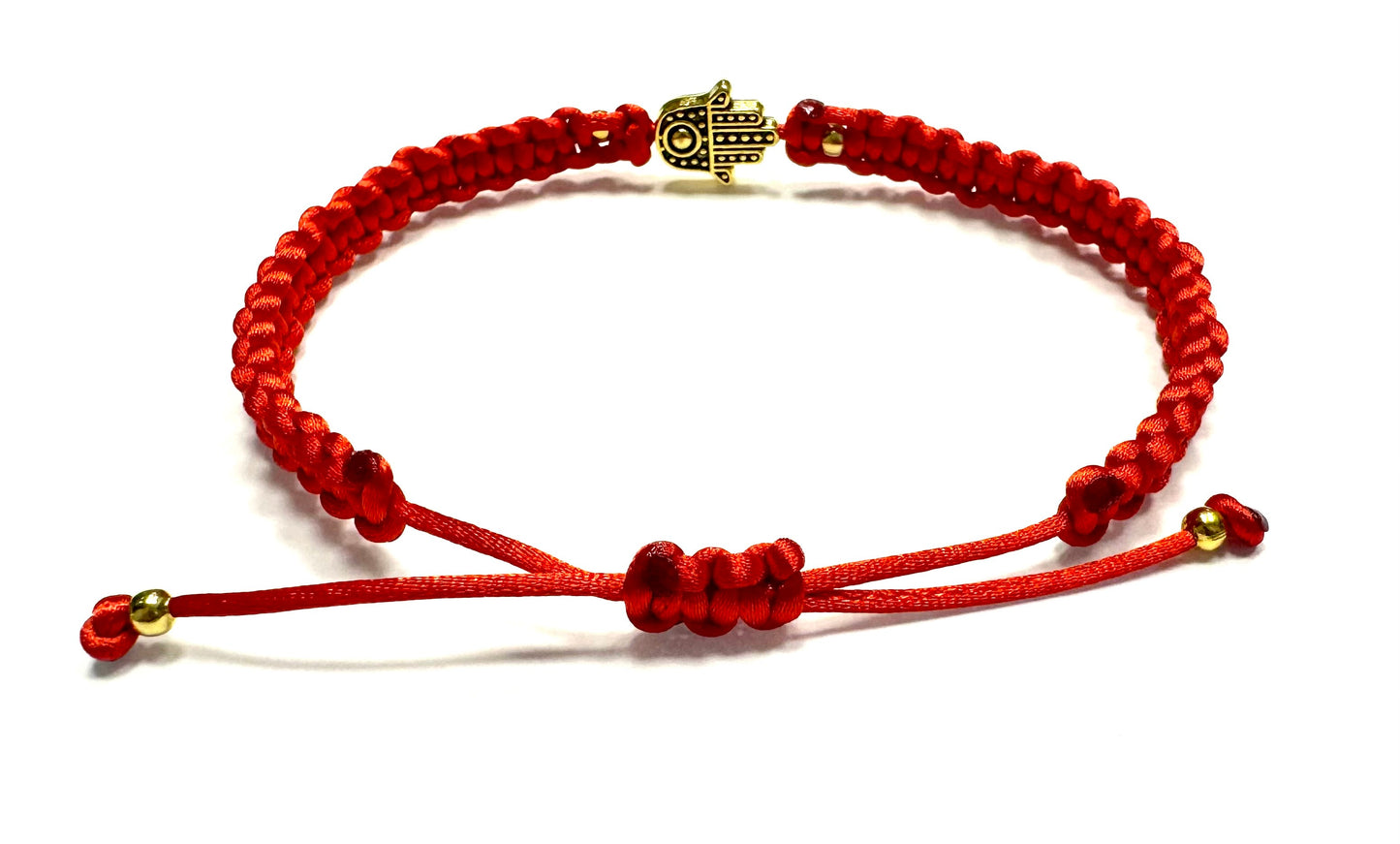 Pletený dámsky červený náramok ruka Fatimy - hamsa zlatá-Bracelets-DIARA.sk-DIARA.sk
