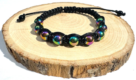 Pletený náramok z minerálov Hematit dúhový čierny-Bracelets-DIARA.sk-DIARA.sk