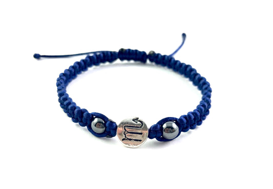 Pletený náramok zverokruh s Hematitom modrý-Bracelets-DIARA-Dámsky-Vodnár-DIARA.sk