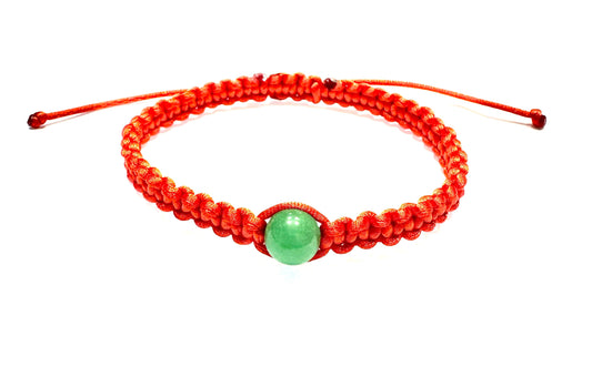 Pletený šnúrkový náramok Zelený Avanturín červený dámsky-Bracelets-DIARA.sk-Dámsky-DIARA.sk