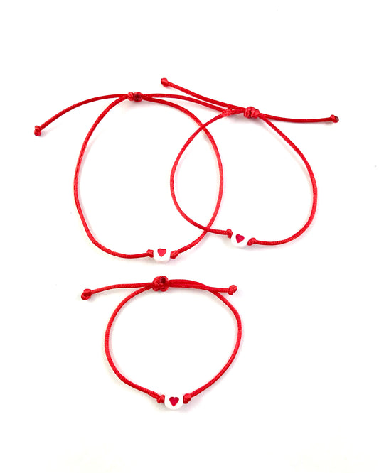 Rodinný set náramkov 3 ks červený so srdiečkami-Bracelets-DIARAfashion-0-12 mesiacov-DIARA.sk