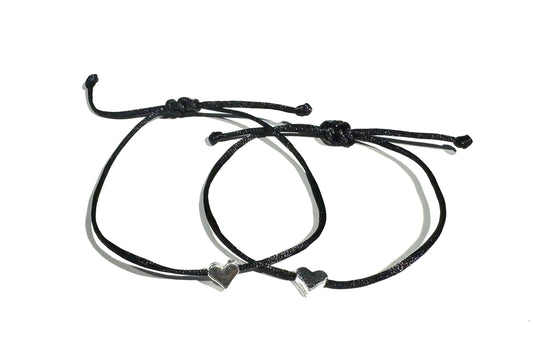 Šnúrkové náramky priateľstva so srdiečkom pre najlepšie kamarátky BFF čierne-Bracelets-DIARA.sk-DIARA.sk