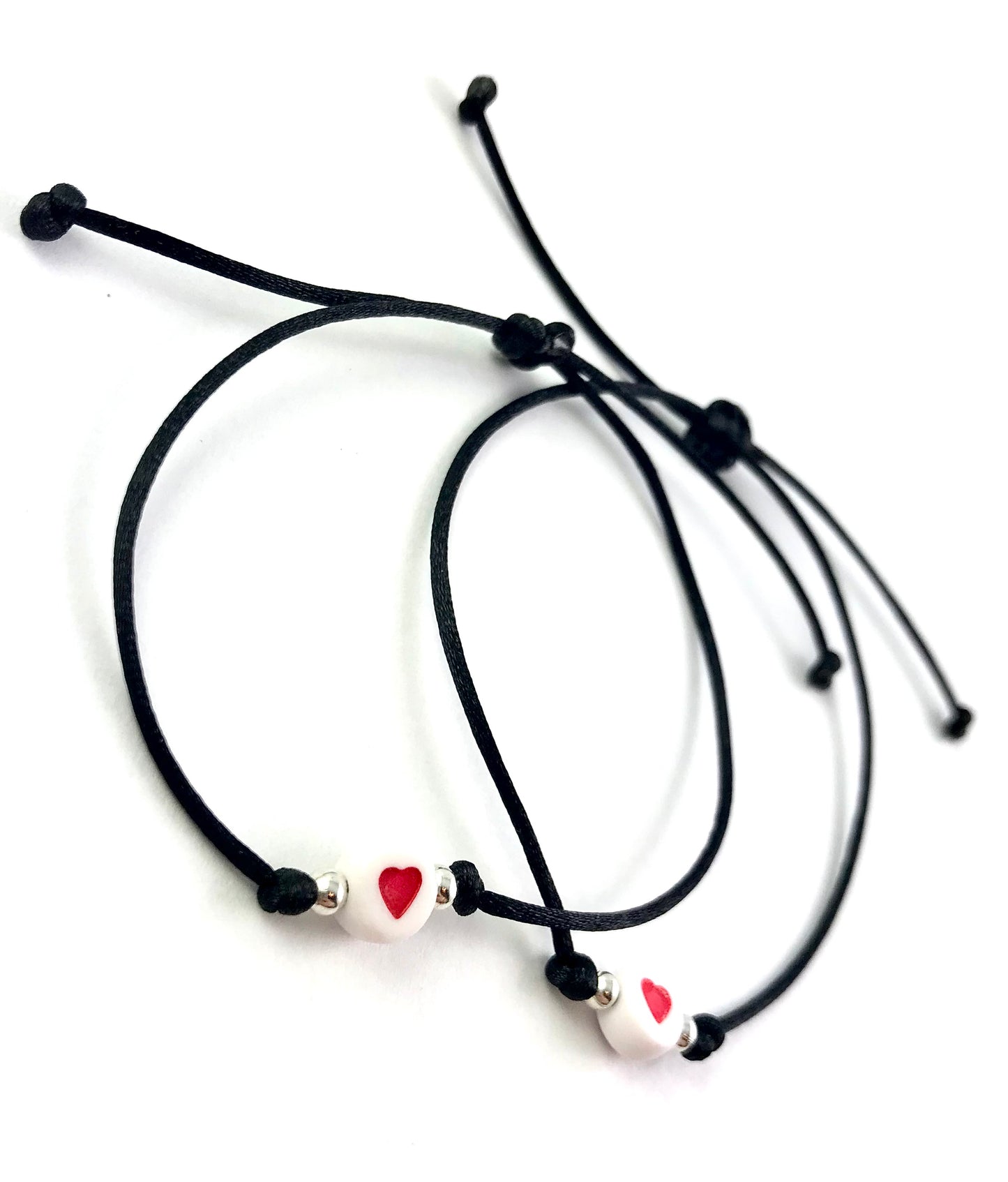 Šnúrkové náramky set 2 ks so srdiečkom čierne-Bracelets-DIARAfashion-DIARA.sk