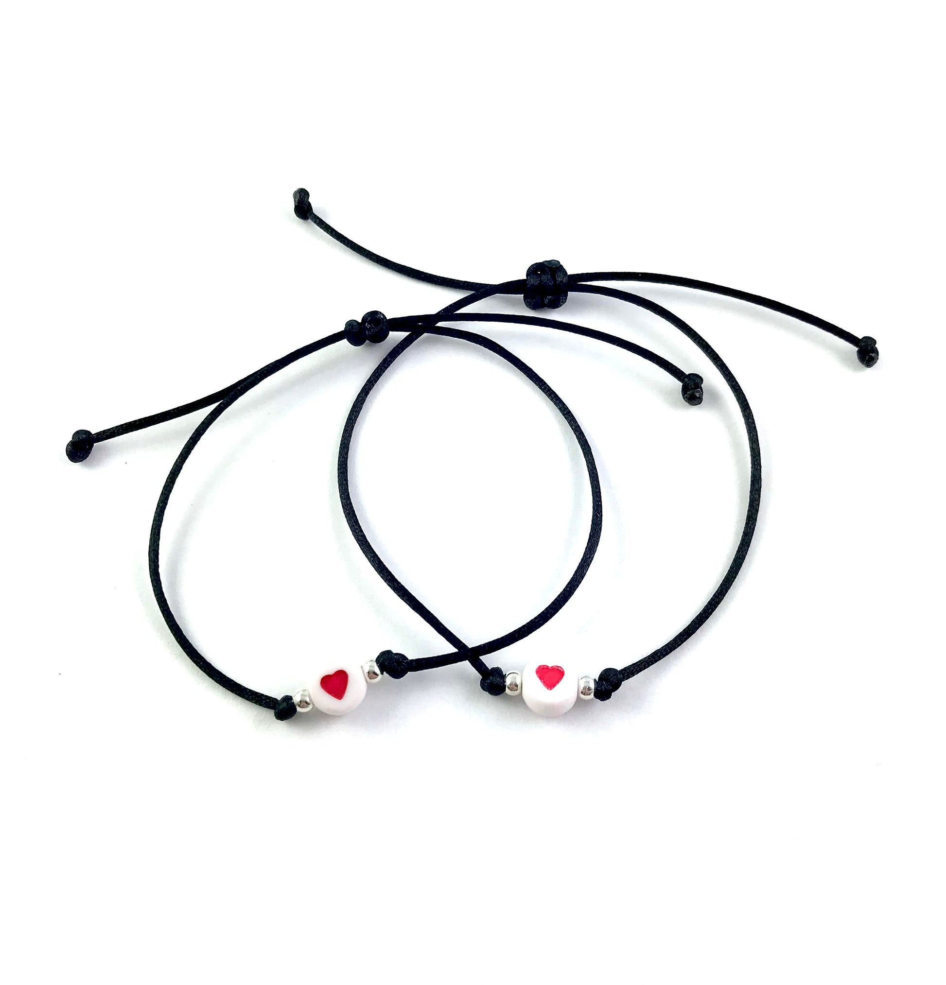Šnúrkové náramky set 2 ks so srdiečkom čierne-Bracelets-DIARAfashion-DIARA.sk