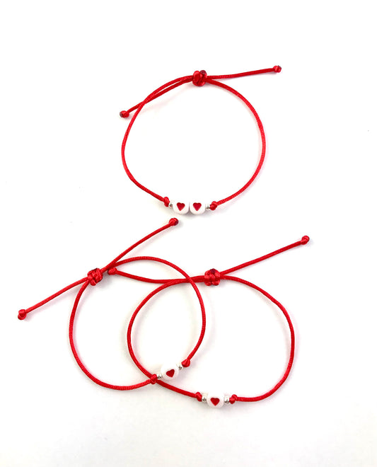 Šnúrkové náramky set 3 ks červené so srdiečkami-Bracelets-DIARAfashion-DIARA.sk