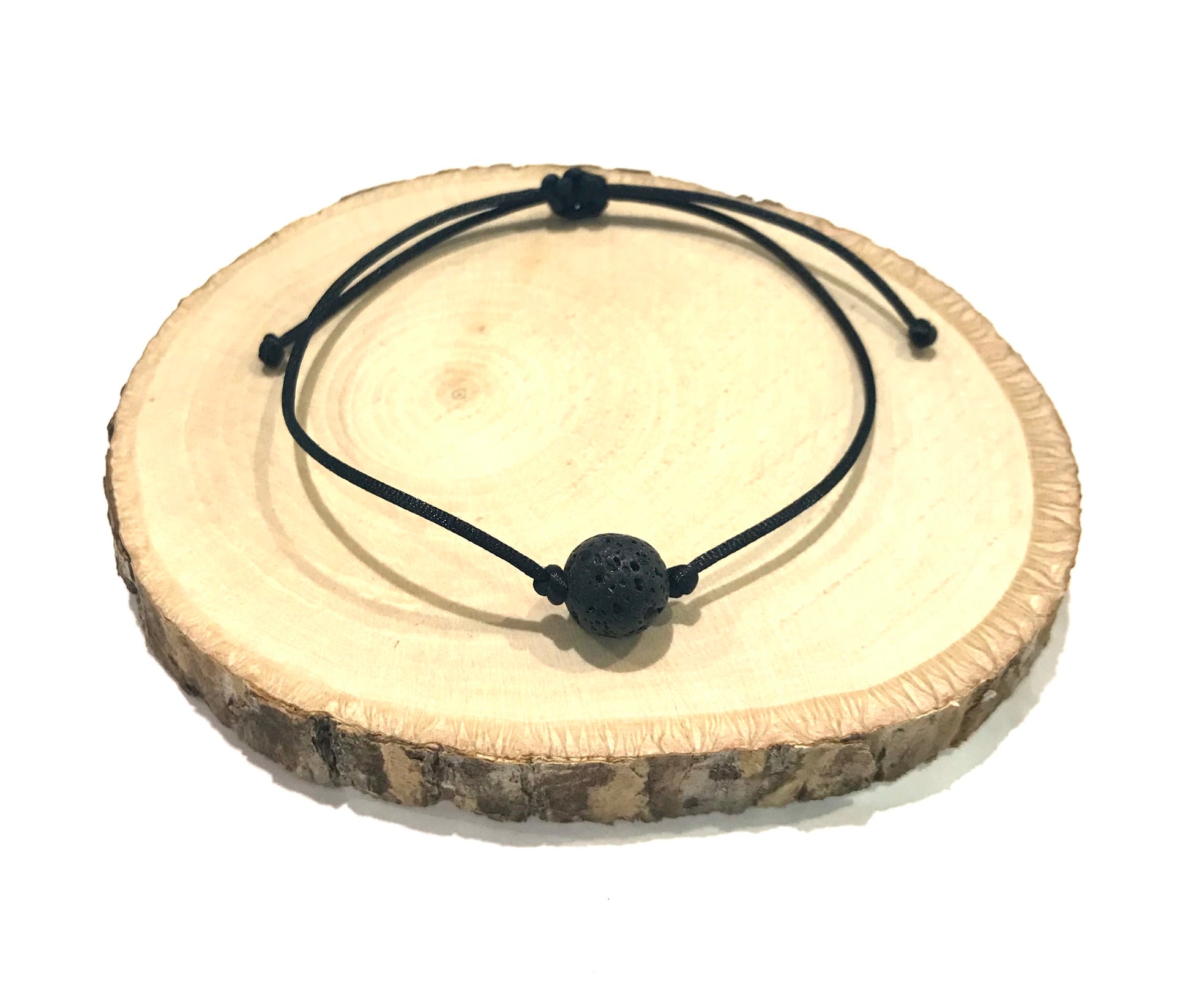 Šnúrkový tenký náramok s Lávovým kameňom čierny-Bracelets-DIARAfashion-Dámsky-6 mm-DIARA.sk