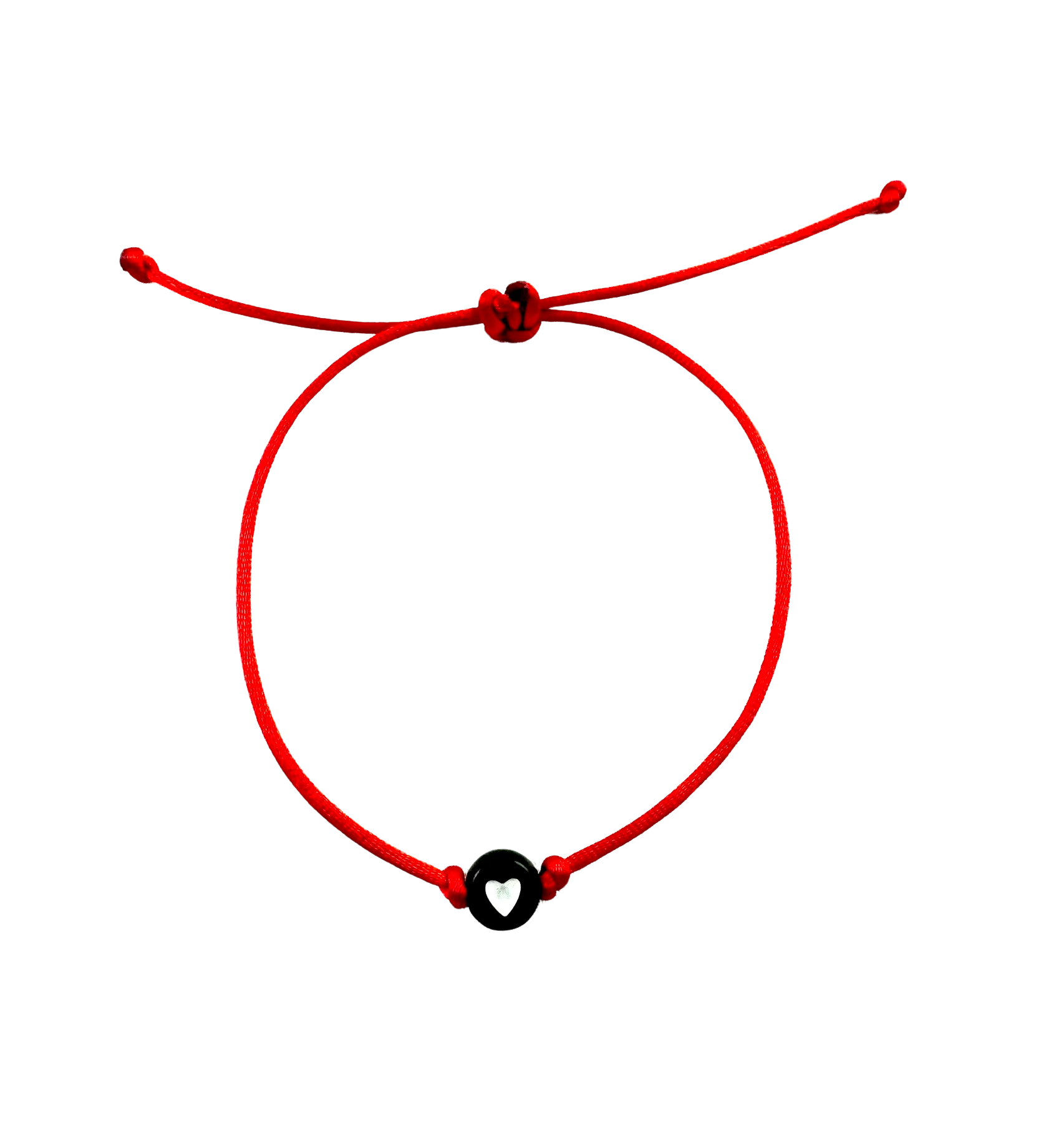 Tenký šnúrkový náramok s čiernym srdiečkom-Bracelets-DIARA-Dámsky-Červený-DIARA.sk