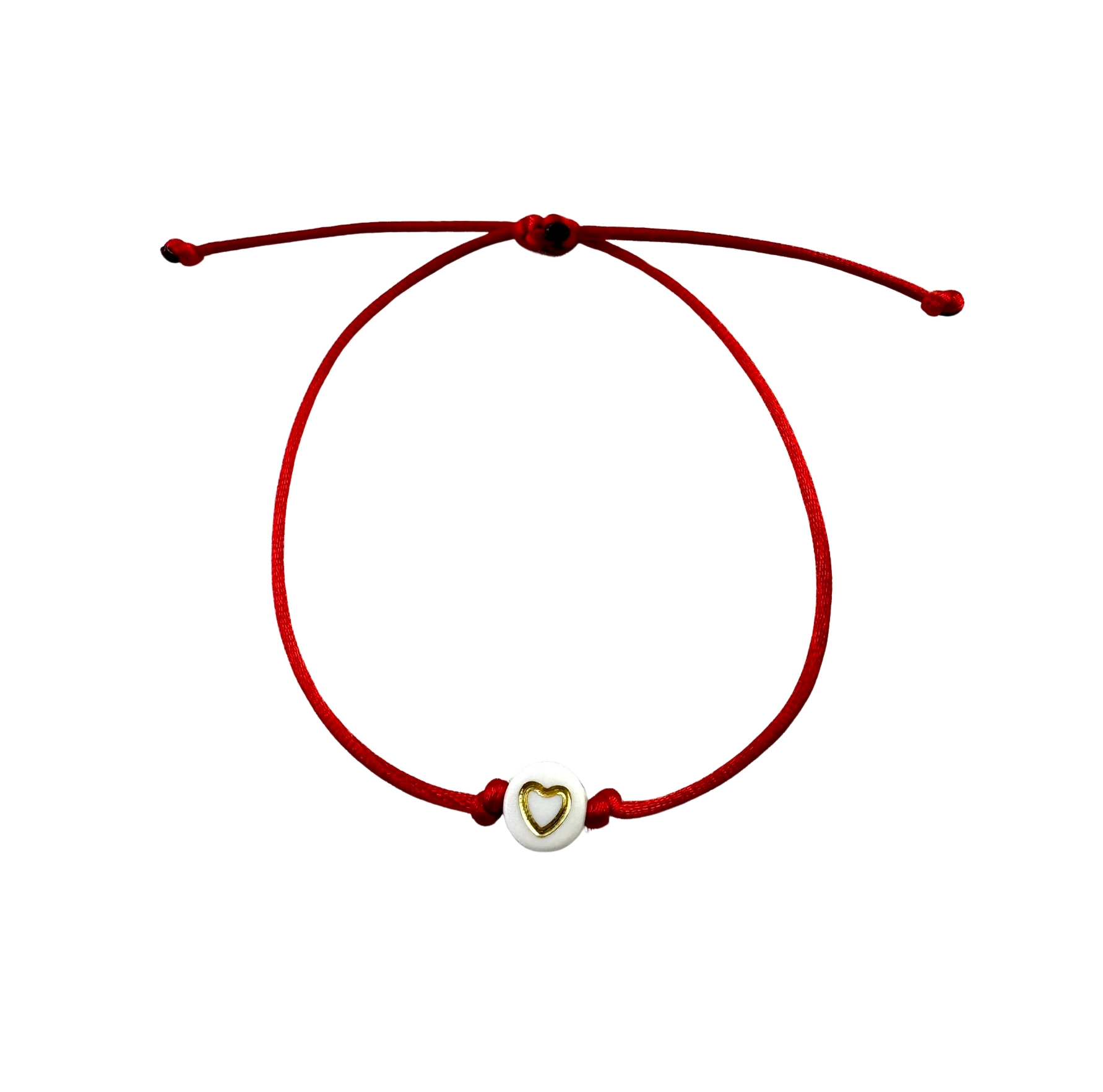 Tenký šnúrkový náramok so zlatým srdiečkom červený-Bracelets-DIARA-Dámsky-DIARA.sk