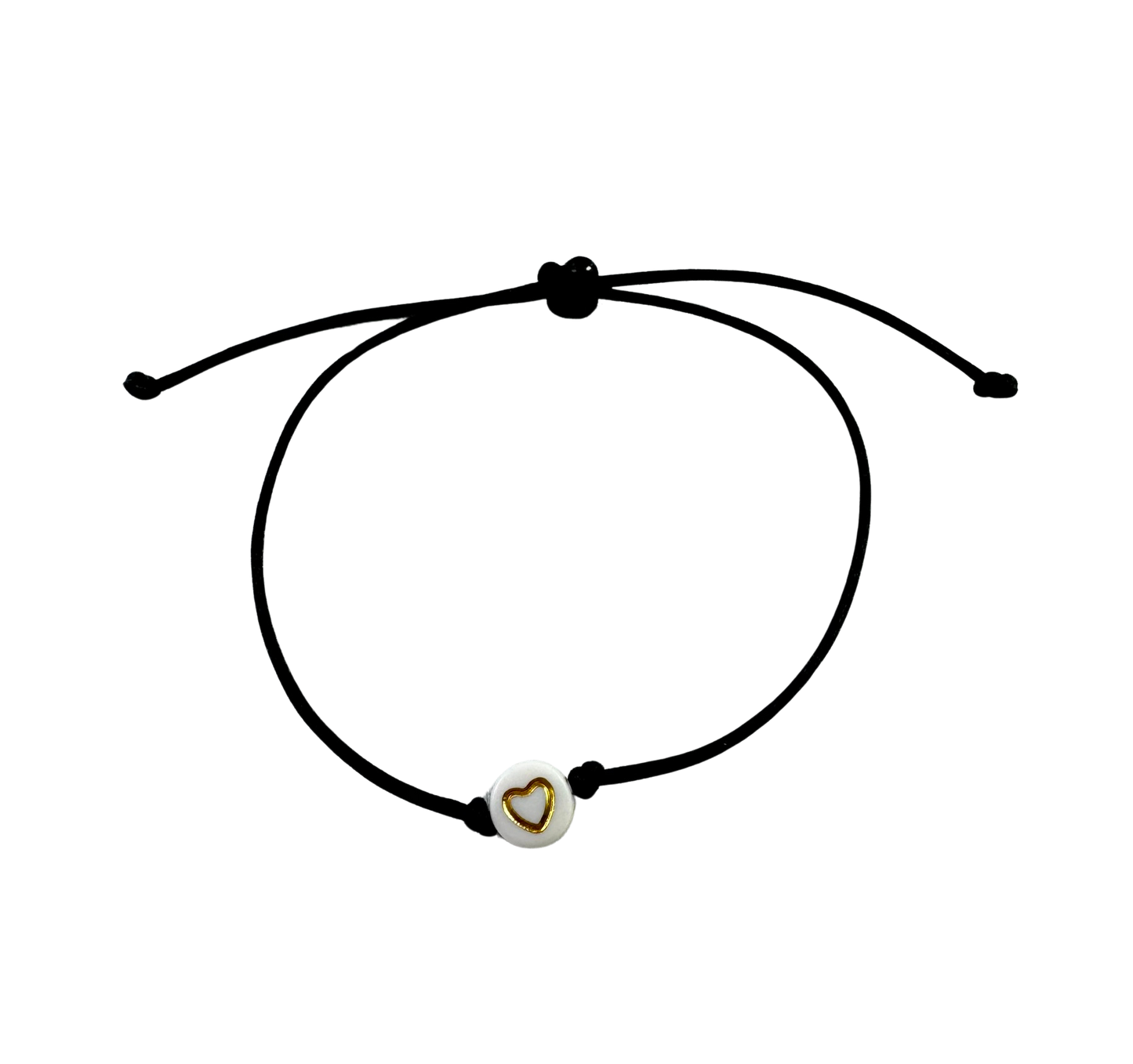 Tenký šnúrkový náramok so zlatým srdiečkom čierny-Bracelets-DIARA-Dámsky-DIARA.sk