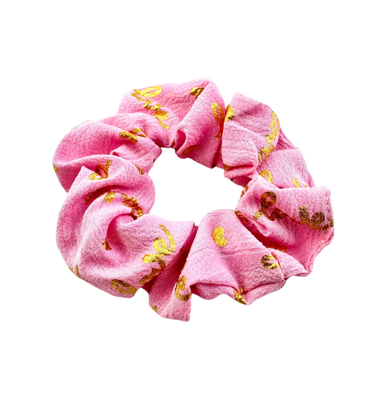 Gumička do vlasov scrunchie s potlačou Love ružová