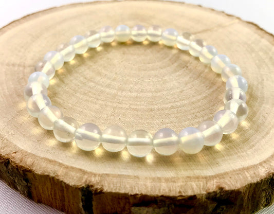 Dámsky náramok z minerálov Opalit 6 mm okrúhly svetlý modrý-Bracelets-DIARAfashion-DIARA.sk