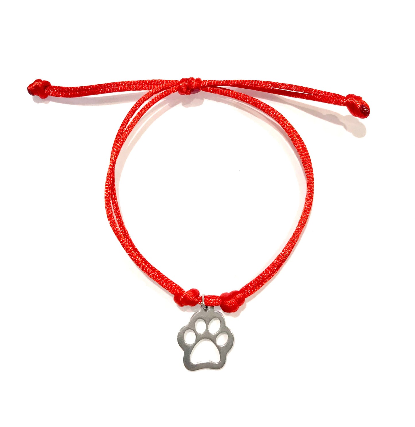 Dámsky šnúrkový náramok s príveskom psia labka z chirurgickej ocele-Bracelets-DIARAfashion-Červená-DIARA.sk