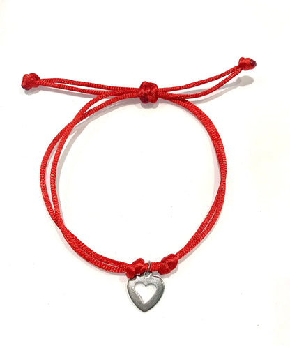 Dámsky šnúrkový náramok s príveskom srdce z chirurgickej ocele-Bracelets-DIARAfashion-Červený-DIARA.sk