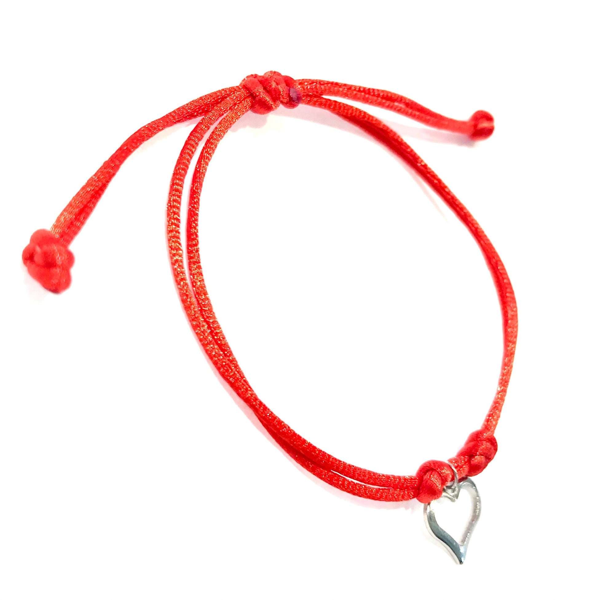 Dámsky šnúrkový náramok so srdcom z chirurgickej ocele-Bracelets-DIARAfashion-Červená-DIARA.sk