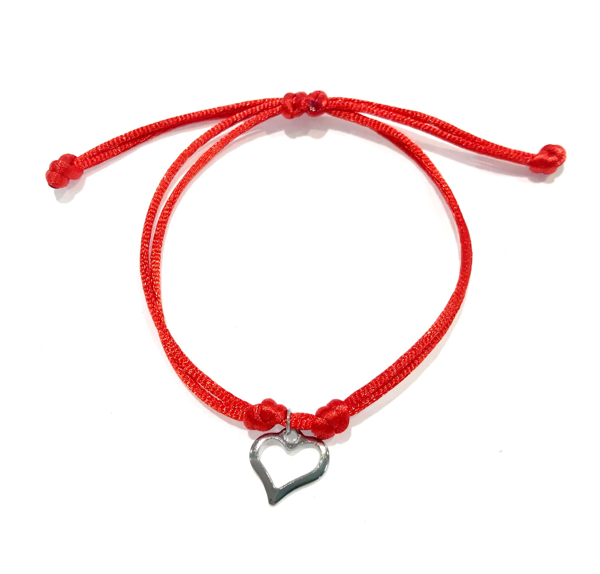 Dámsky šnúrkový náramok so srdcom z chirurgickej ocele-Bracelets-DIARAfashion-Červená-DIARA.sk