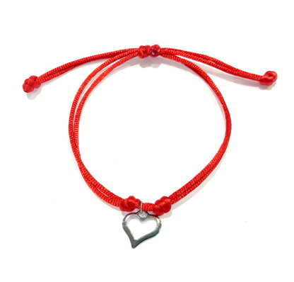 Dámsky šnúrkový náramok so srdcom z chirurgickej ocele-Bracelets-DIARAfashion-Červená-DIARA.sk