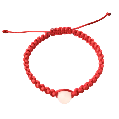Dámsky šnúrkový pletený náramok s Ruženínom červený-Bracelets-DIARAfashion-DIARA.sk