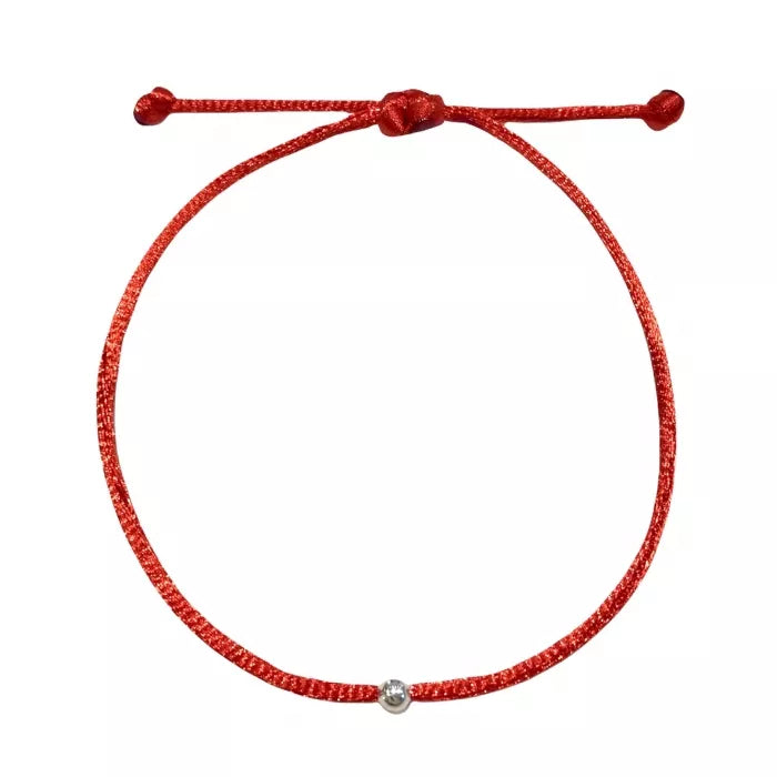 Dámsky tenký šnúrkový náramok s guľôčkou červený-Bracelets-DIARAfashion-DIARA.sk
