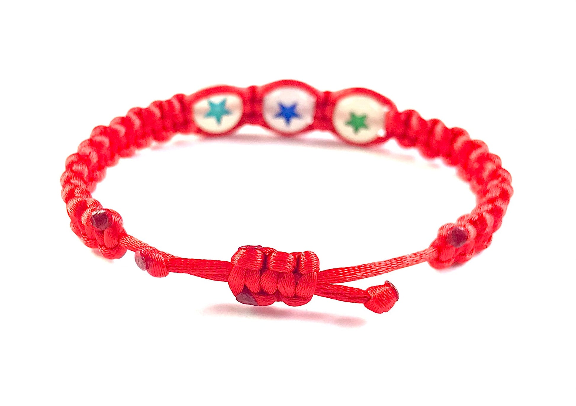 Detský pletený náramok s hviezdičkami svietiacimi v tme červený-Bracelets-DIARAfashion-Pre dievča-0-12 mesiacov-DIARA.sk