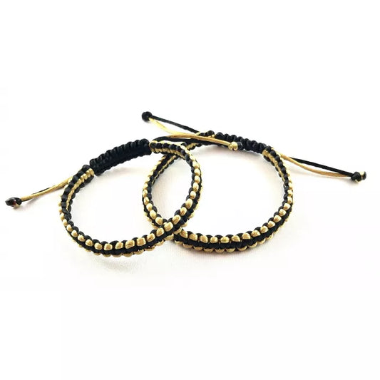 Náramky pre páry pletené šnúrkové čierne zlaté-Bracelets-DIARAfashion-DIARA.sk