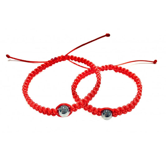 Náramky pre páry s Hematitom šnúrkové pletené červené-Bracelets-DIARAfashion-DIARA.sk
