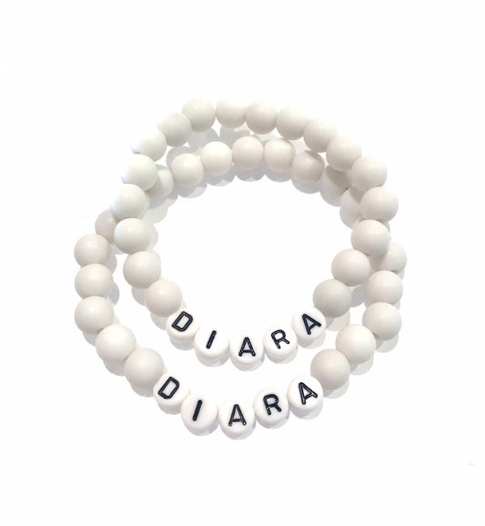 Náramky pre páry s menom biele 2 ks-Bracelets-DIARAfashion-DIARA.sk