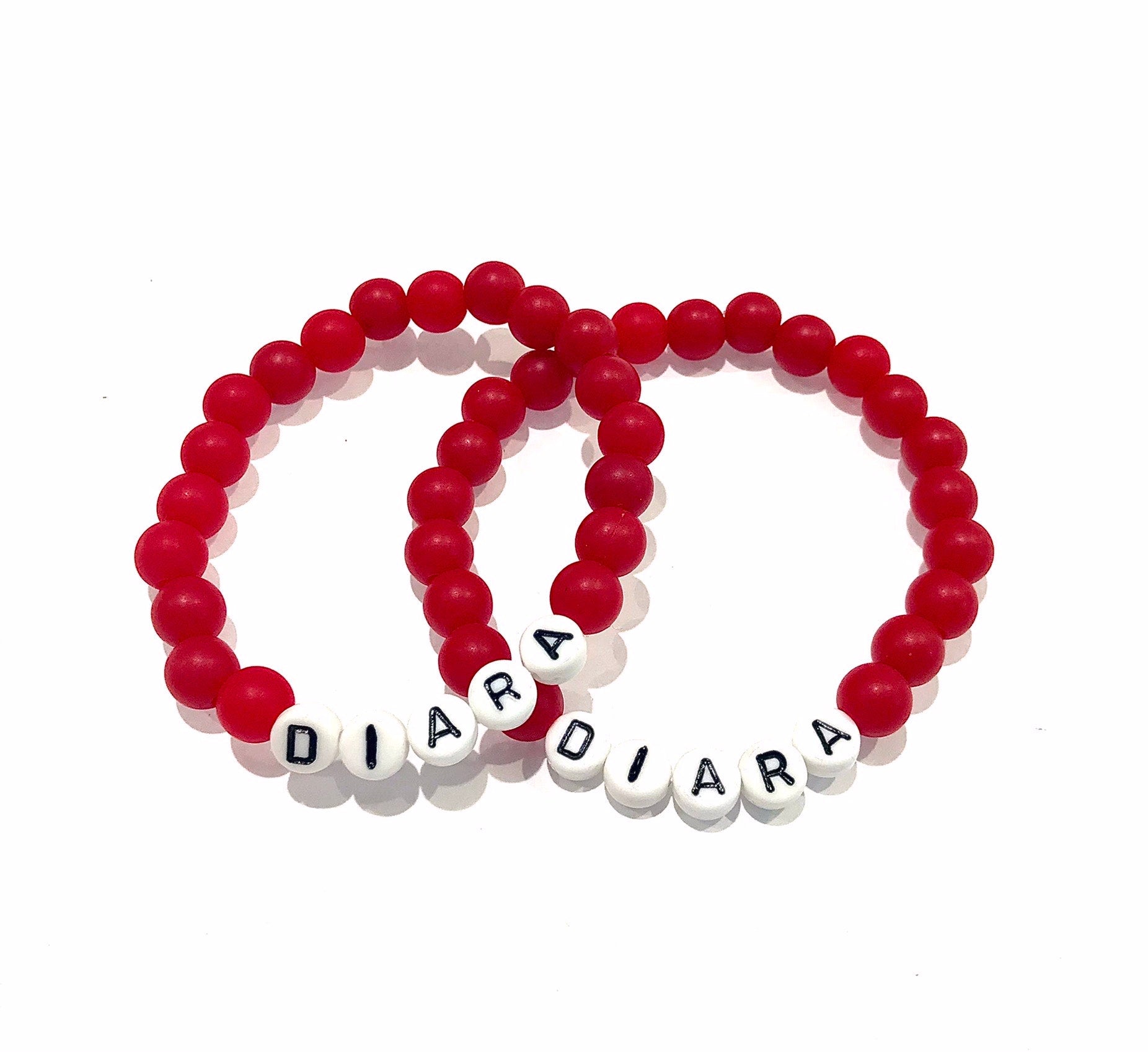 Náramky pre páry s menom červené korálky 2 ks-Bracelets-DIARAfashion-DIARA.sk