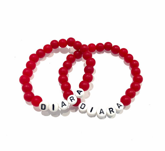 Náramky pre páry s menom červené korálky 2 ks-Bracelets-DIARAfashion-DIARA.sk