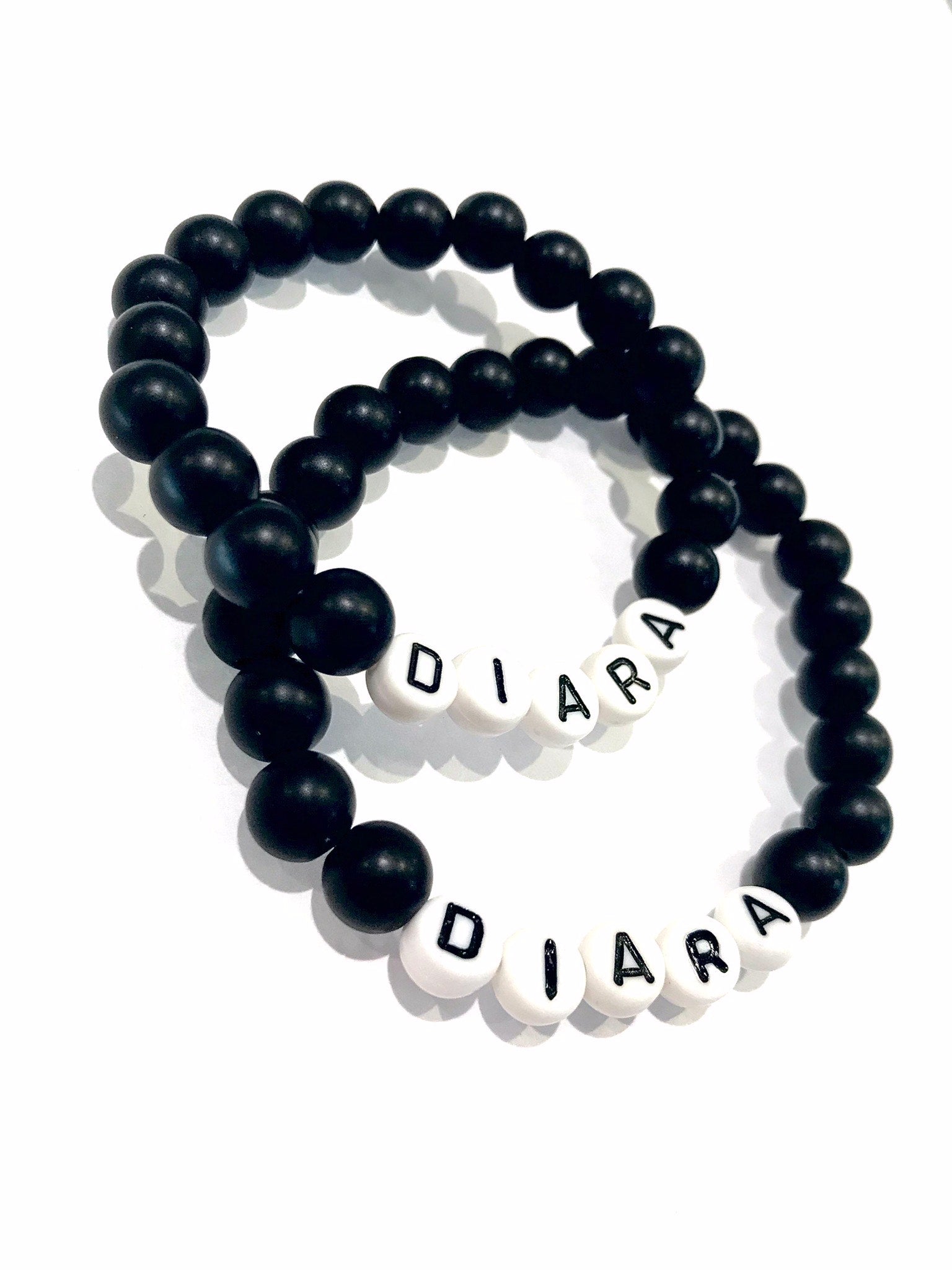 Náramky pre páry s menom čierne 2 ks-Bracelets-DIARAfashion-DIARA.sk