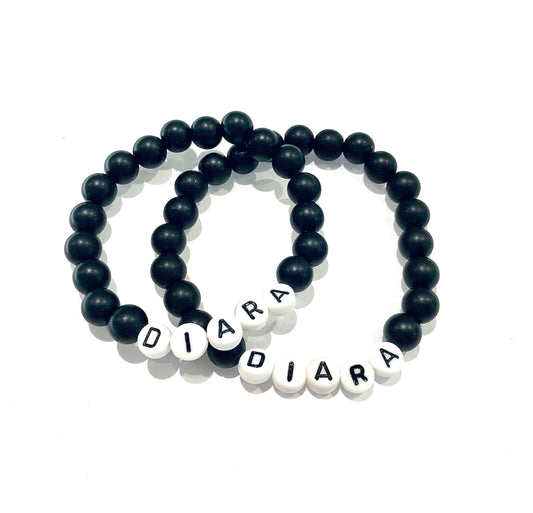 Náramky pre páry s menom čierne 2 ks-Bracelets-DIARAfashion-DIARA.sk