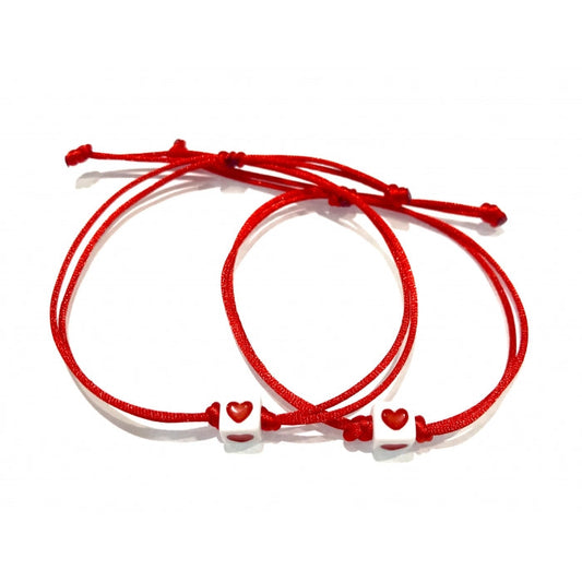 Náramky pre páry so srdiečkom pletené šnúrkové červené-Bracelets-DIARAfashion-DIARA.sk