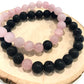 Náramky pre páry z minerálov Ruženín a Lávový kameň guľaté 8 mm-Bracelets-DIARAfashion-DIARA.sk