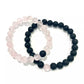 Náramky pre páry z minerálov Ruženín a Lávový kameň guľaté 8 mm-Bracelets-DIARAfashion-DIARA.sk