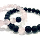 Náramky pre páry z minerálov Ruženín a Lávový kameň guľaté 8 mm-Bracelets-DIARAfashion-DIARA.sk