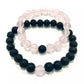 Náramky pre páry z minerálov Ruženín a Lávový kameň guľaté 8 mm-Bracelets-DIARAfashion-DIARA.sk