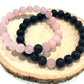 Náramky pre páry z minerálov Ruženín a Lávový kameň guľaté 8 mm-Bracelets-DIARAfashion-DIARA.sk