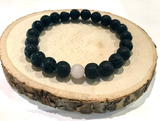 Náramok z minerálov Lávový kameň a Ruženín guľatý 8 mm čierny-Bracelets-DIARAfashion-Dámsky-DIARA.sk