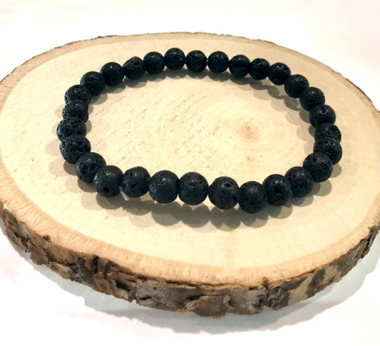 Náramok z minerálov Lávový kameň guľatý 6 mm čierny-Bracelets-DIARAfashion-Dámsky-DIARA.sk