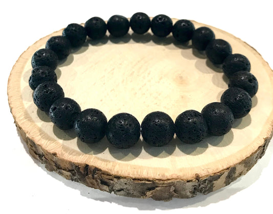 Náramok z minerálov Lávový kameň guľatý 8 mm čierny-Bracelets-DIARAfashion-Dámsky-DIARA.sk