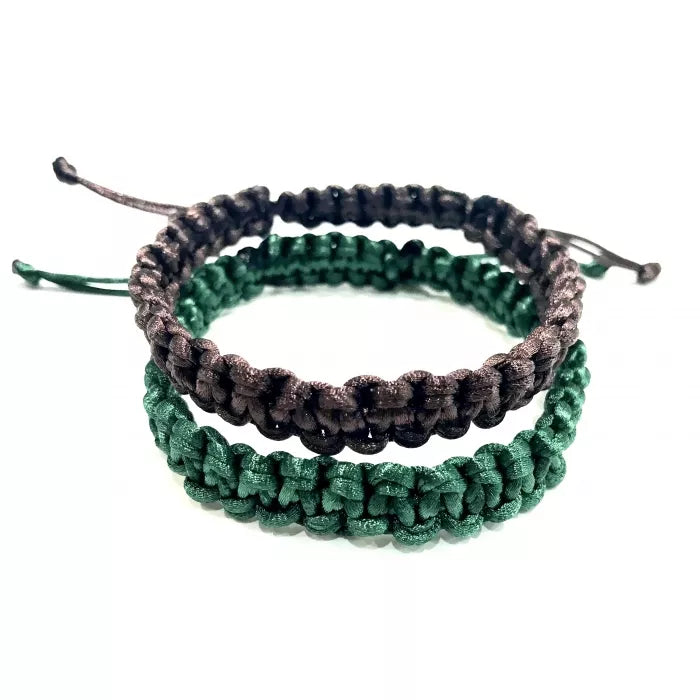 Pánske pletené šnúrkové náramky pánsky set 2 ks hrubé hnedý zelený-Bracelets-DIARAfashion-DIARA.sk