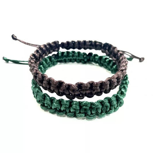 Pánske pletené šnúrkové náramky pánsky set 2 ks hrubé hnedý zelený-Bracelets-DIARAfashion-DIARA.sk