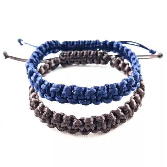 Pánske pletené šnúrkové náramky pánsky set 2 ks hrubé modrý hnedý-Bracelets-DIARAfashion-DIARA.sk