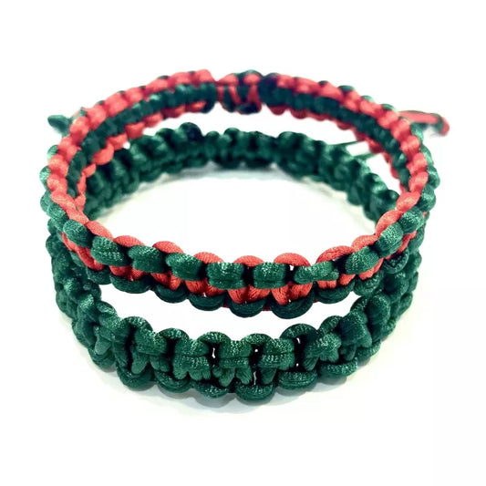 Pánske pletené šnúrkové náramky pánsky set 2 ks hrubé zelené červené-Bracelets-DIARAfashion-DIARA.sk