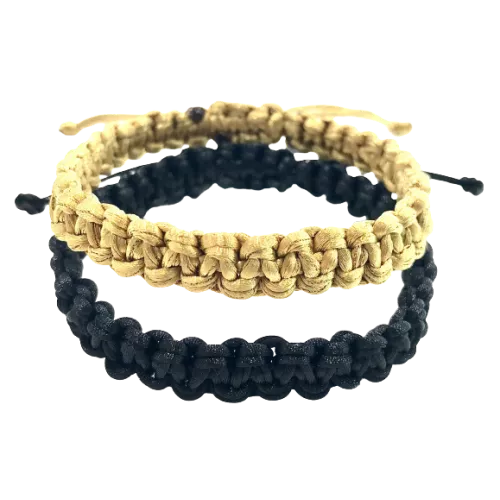 Pánske pletené šnúrkové náramky pánsky set 2 ks hrubé zlaté čierne-Bracelets-DIARAfashion-DIARA.sk