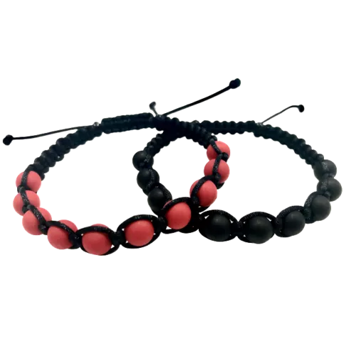 Pánske pletené šnúrkové náramky pánsky set 2 ks s korálkami čierna-Bracelets-DIARAfashion-DIARA.sk
