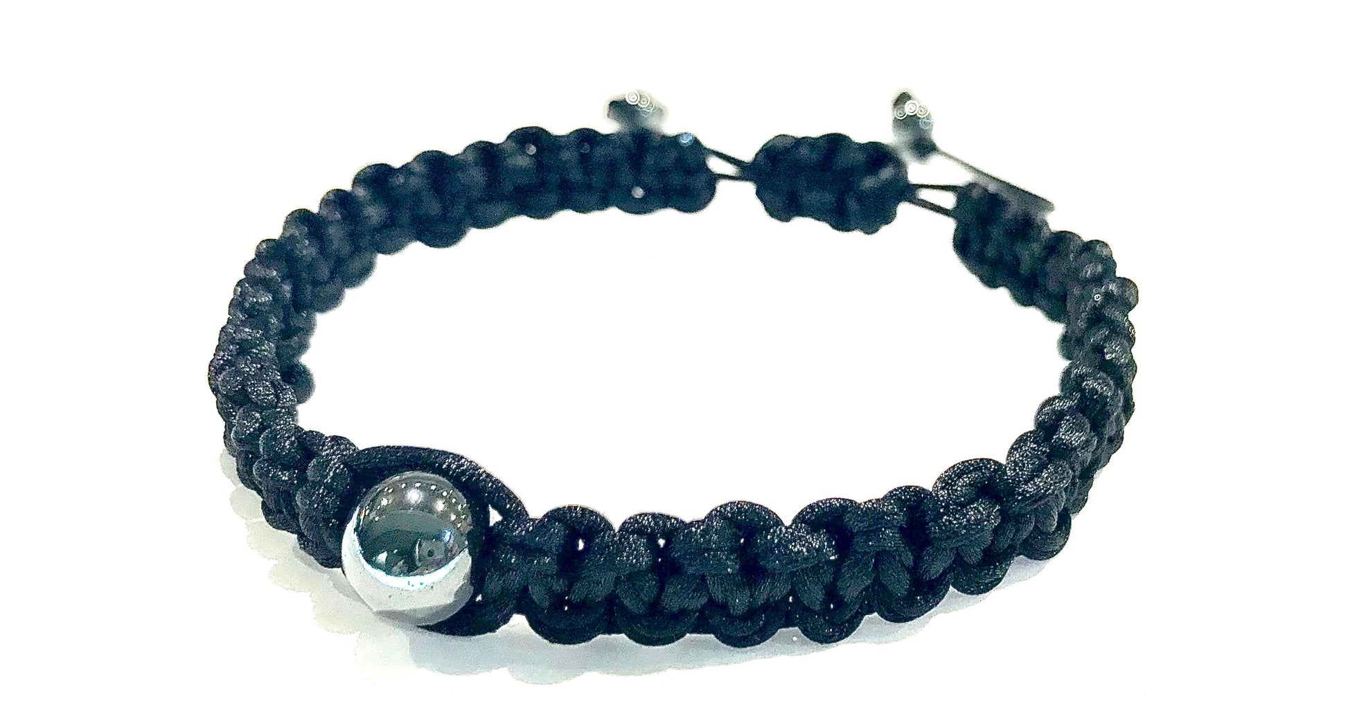 Pánsky nastaviteľný pletený náramok s Hematitom čierny šnúrkový-Bracelets-DIARAfashion-DIARA.sk